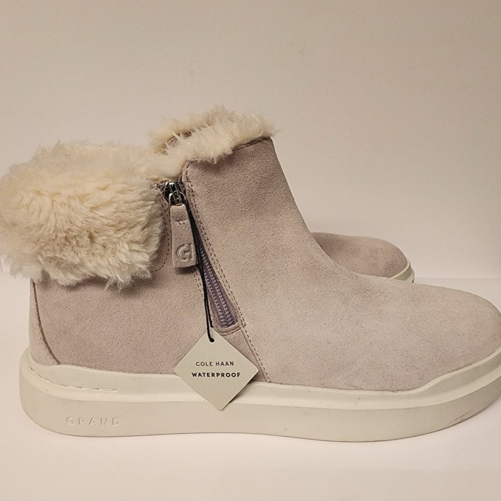Cole Haan Grandpro Rally Round Toe Zippered Snow Suede Booties Women's Grey 10 - Picture 6 of 14